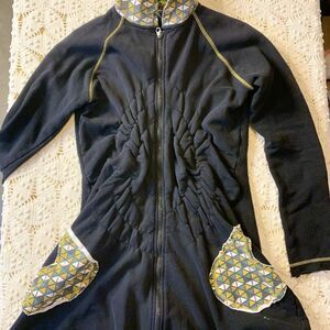 Luna Claire (L) Black Zip Up Sweatshirt - Unique Polka Dot Triangle Hood Long